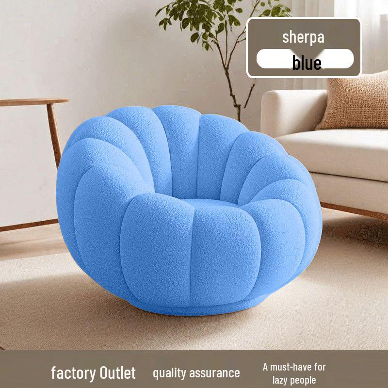 Cream Pumpkin Tatami Sofa Chair: Compact Single Person Sofa for Bedroom or Balcony Relaxation.