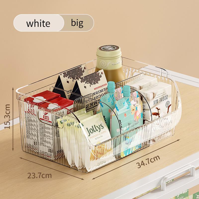 Large Clear Divided Desktop Storage Box Multi functional Space Saving Organizer for Home Disposable Cups Snacks Sorting