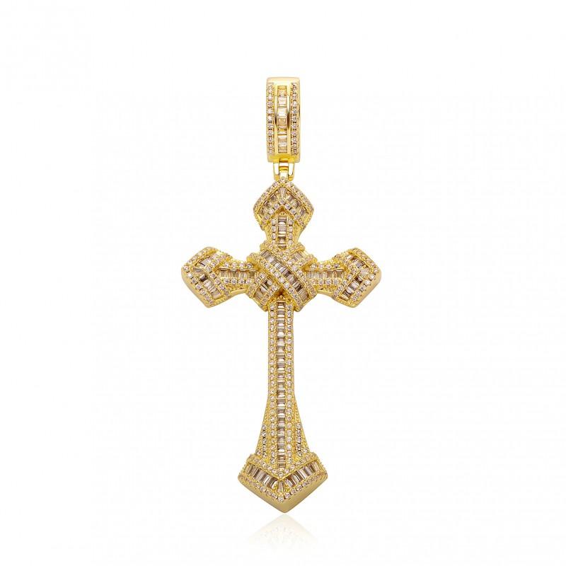 Hip Hop CZ Crystal Cross Pendant Necklace Men Women Gold Or Tone Chunky Chain Jewelry Accessory