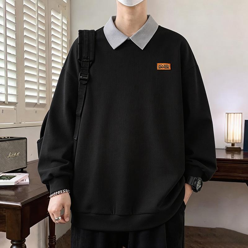 Men's Sweatshirt Casual Versatile Long-sleeved T-shirt Lapel Sweatshirt Men's Clothing