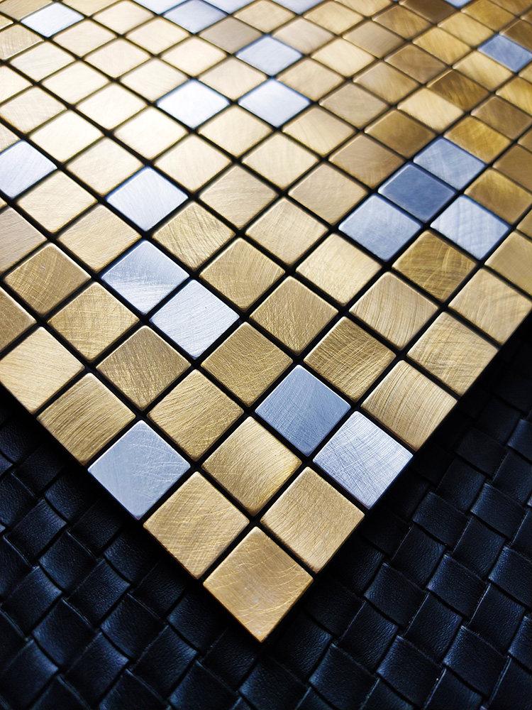 Aluminum Plastic Mosaic Tile Peel and Stick Self Adhesive Wall Sticker for Old Wall Renovation Living Room Entrance Decor