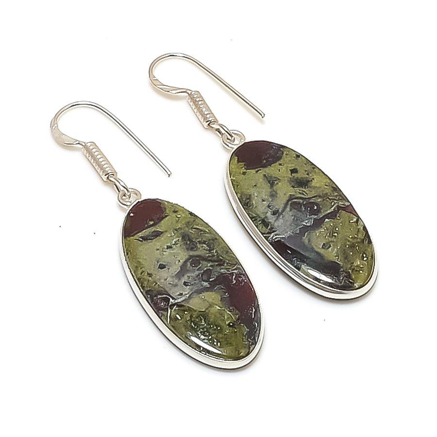 Natural Dragon Blood Gemstone 925 Sterling Silver Jewelry Earring 1.85  AE-12116