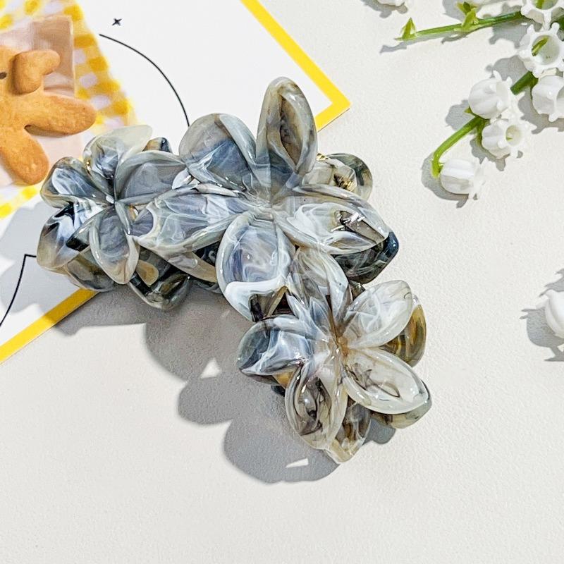 Arc-shaped Oval Grab Clip Marble Gradient Color Ponytail Bun Shark Clip High-end Hair Accessory Hair Clip