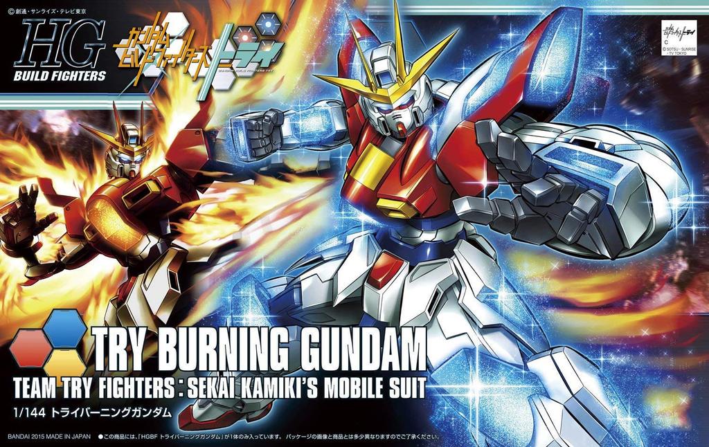 HGBF Gundam Build Fighters Încearcă Try Burning Gundam model plastic la scară 1/144 cu coduri de culoare