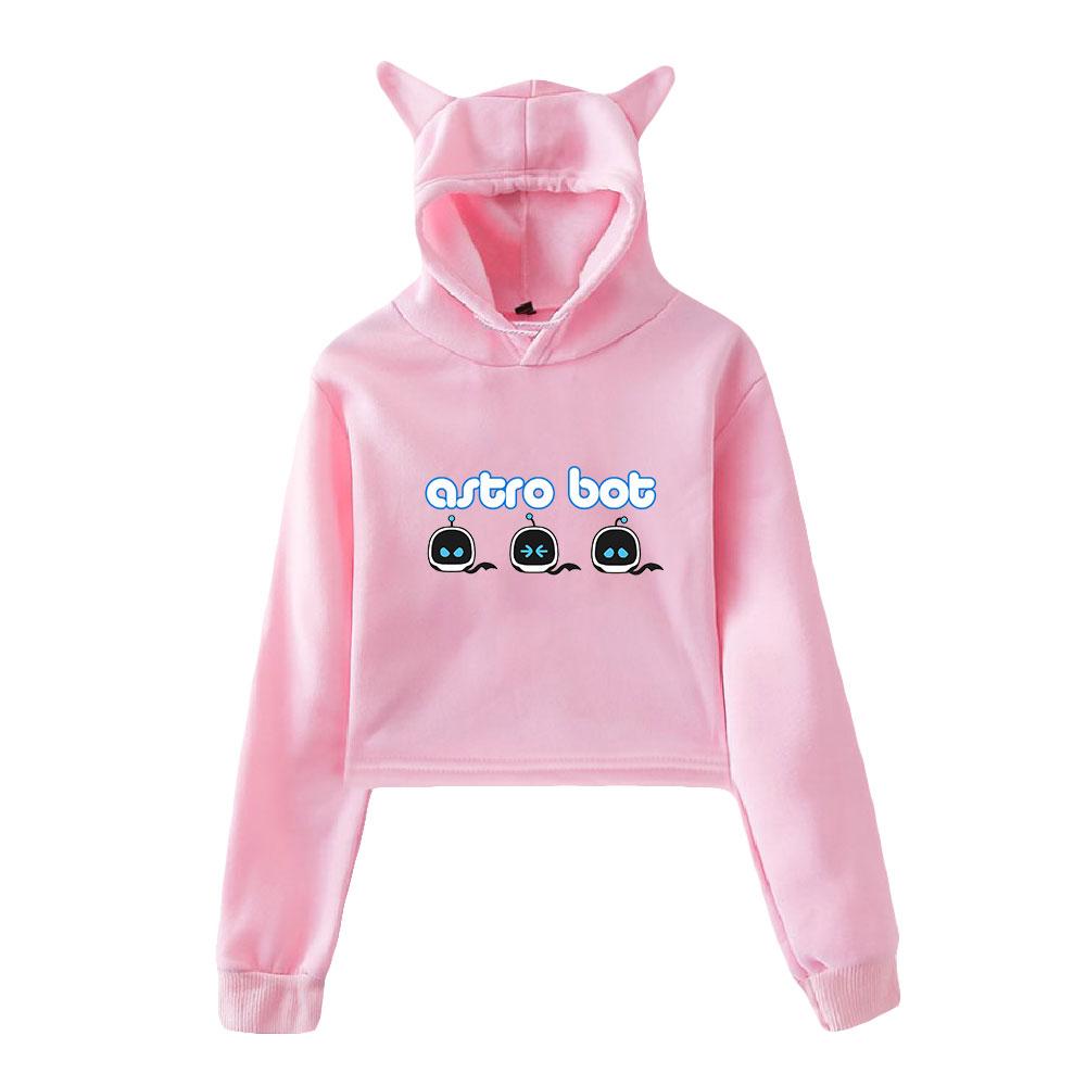 New Astro Bot Pullover Girls Casual Cat Cropped Hoodies Female Long Sleeve Sweatshirts Crop Top Women's Hoodie Sexy Tops