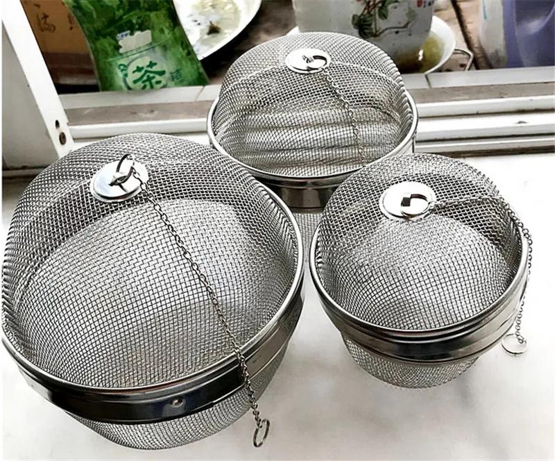 304 Stainless Steel Tea Strainer Infuser Tea Locking Ball Spice Mesh Herbal Ball Cooking Tools Filter Squeeze Basket Colanders