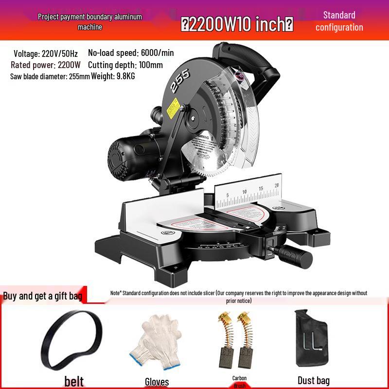 High Precision 10-Inch Aluminum Alloy Multifunctional Miter Saw for Wood and Aluminum Cutting At 45°