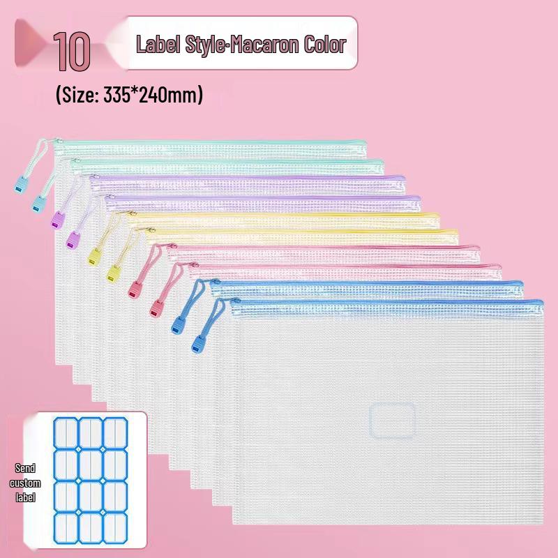 Transparent A4 Mesh Zipper File Bag – Waterproof Plastic Storage for Office & Student Use