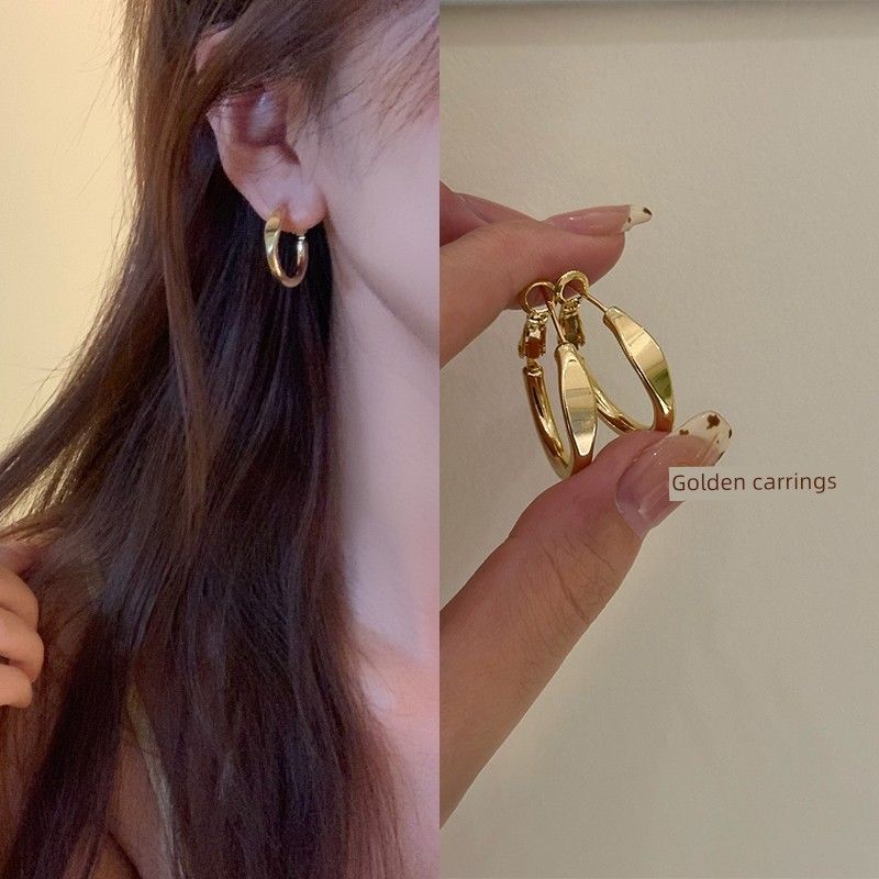 

INS Best Selling Niche Style Unique Fancy Female Earrings 925 Tremella Needle Golden Ear Ring E1017