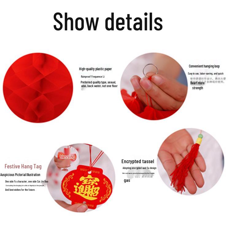 Festive Red Paper Honeycomb Lanterns for New Year and Spring Festival Mall Decorations