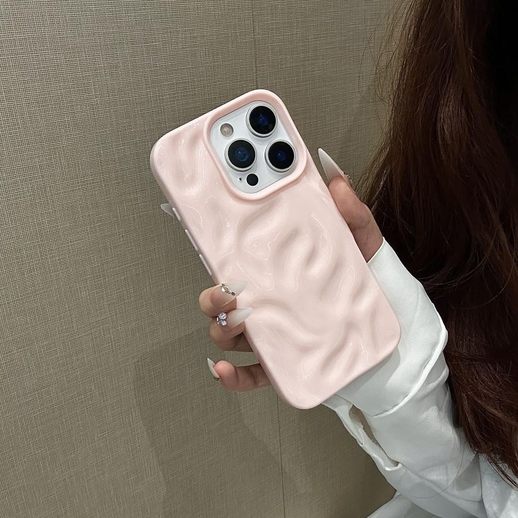 Three-dimensional Meteorite Pattern Solid Color Suitable for Apple 16promax Mobile Phone Case 15 All-inclusive 14 Soft 13 Simple 1211 Tide Xs