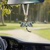 Car Decoration Pendant Rhinestone Dragonfly Hanging Ornament Bling Rearview Mirror Stylish Accessory for Vehicle Sparkling Interior Women