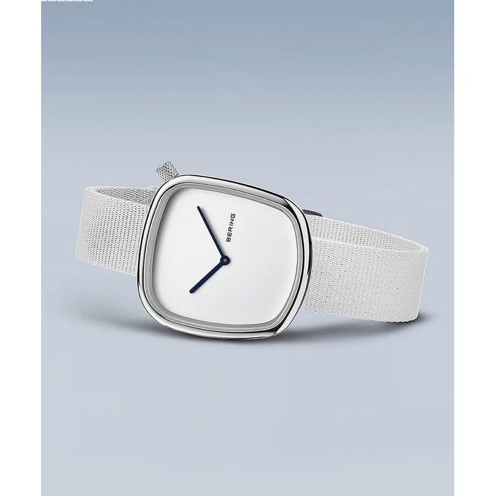 BERING Pebble Watch 18034-007 - White Mesh Stainless Steel - Sapphire Crystal