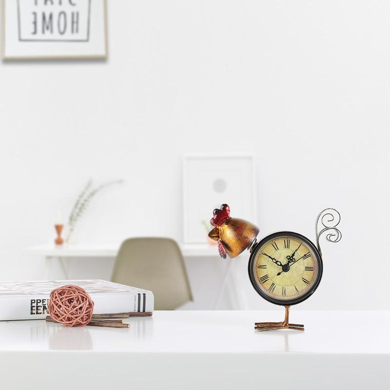 Reloj de Hierro Creativo Decoración para el Hogar Reloj Europeo Retro Chick Artesanías Prácticas