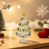 Miniature Christmas Tree Ornaments Glazed Figurine Glass Pulled Wire Desk Decor Elegant Desktop Decorations for Winter Mini Holiday Tabletop