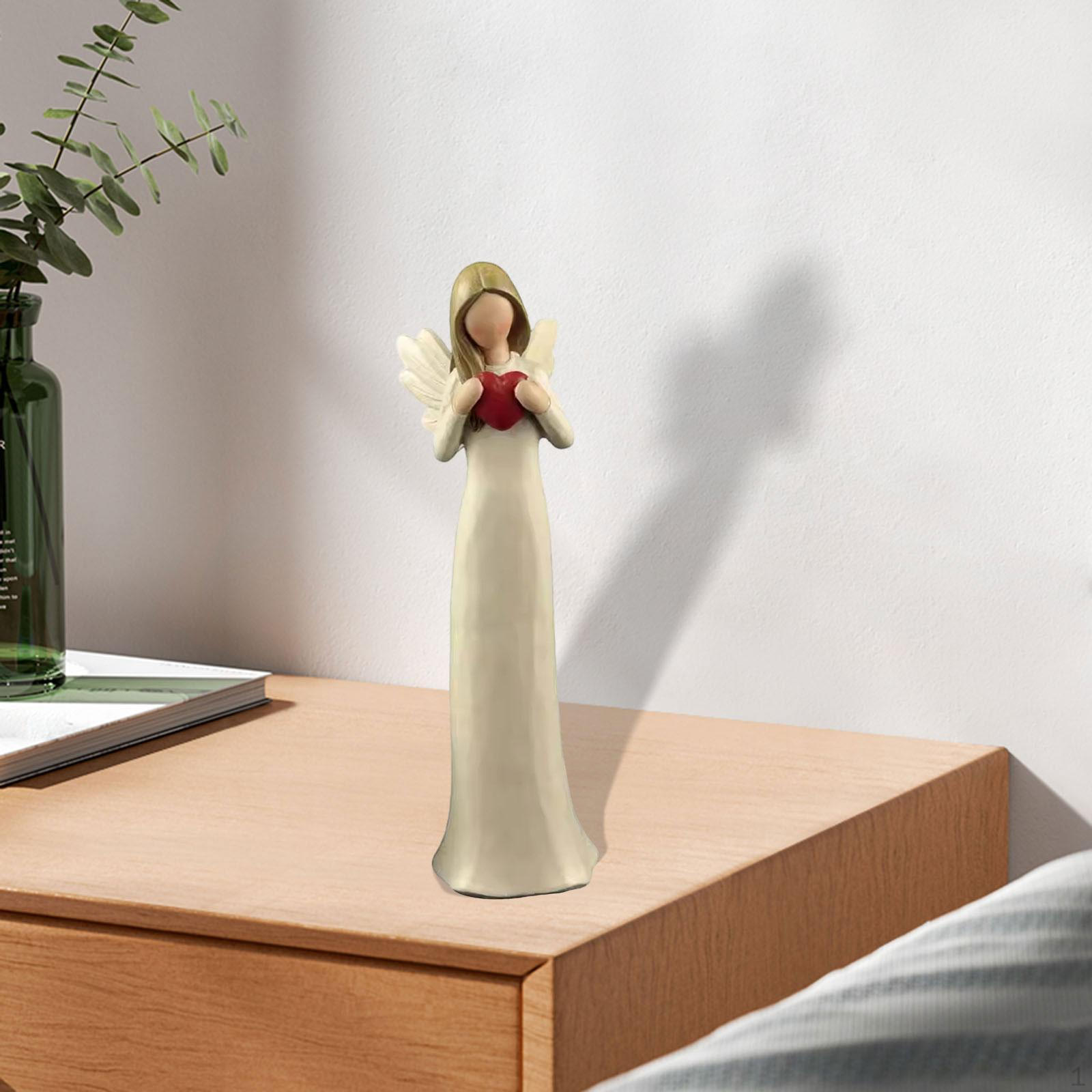

Resin Angel Figurine Desktop Art Sculpture Party Favors Holding Heart Statue Ornament for