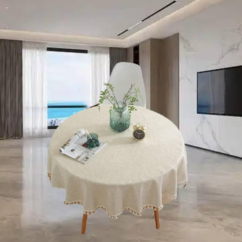 Round Color Solid Tassel Tablecloths Table Cover Indoor Decorations Outdoor