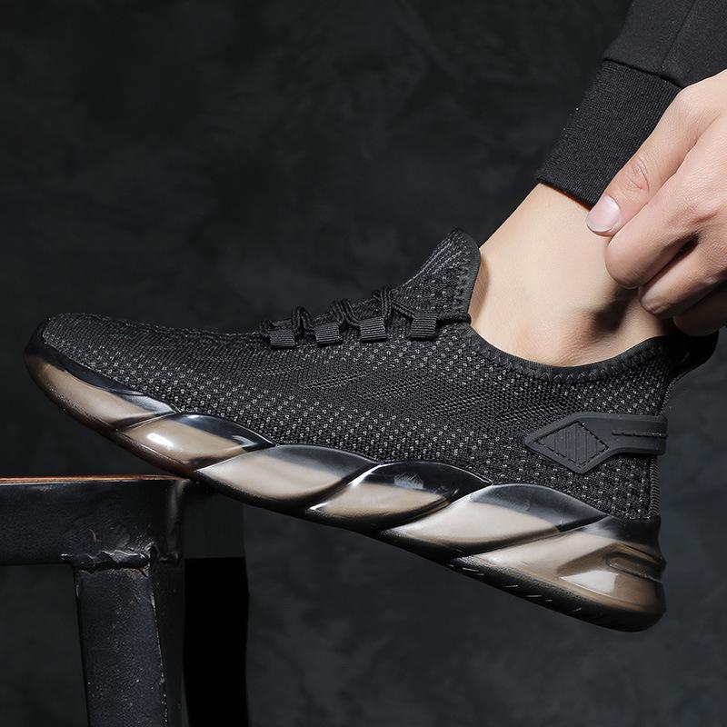 Flying Woven Men's Shoes Summer Sports Breathable Casual Mesh Shoes Soft-soled Mesh Shoes Men's Dirt-resistant Travel Shoes Trendy Coconut Shoes