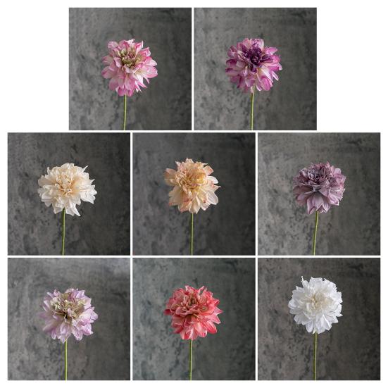 6 Stück Künstliche Dahlienblumen 11" Falsches Seiden-Dahlien-Bouquet mit Stiel für Hochzeitsbouquets Zuhause Büro Tischmittelstück Blumengestecke