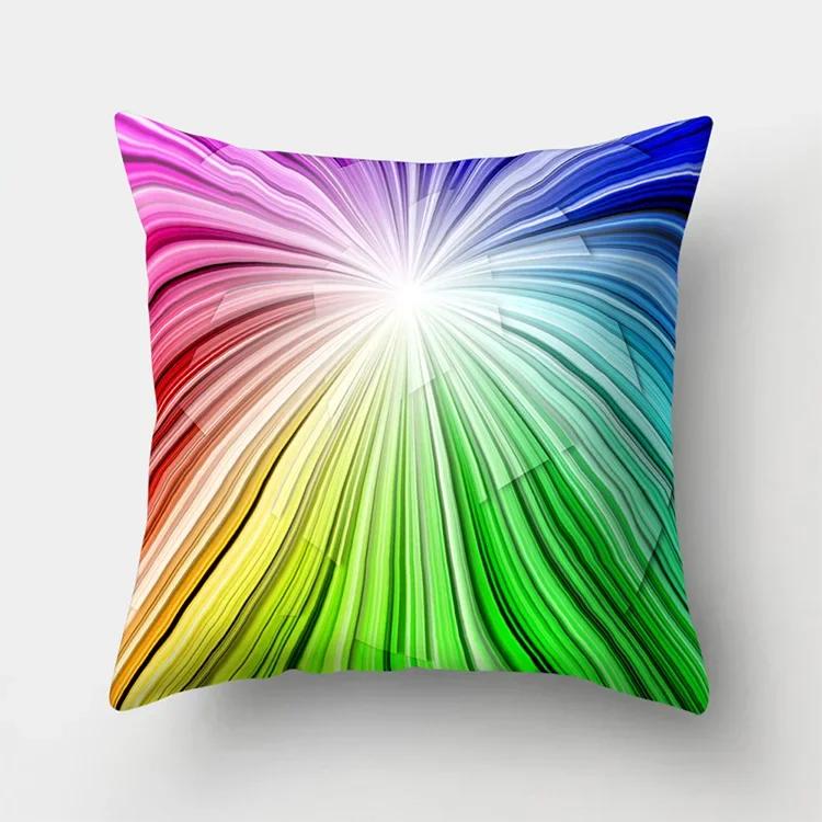 Nordic Colorful Rainbow Geometric Printing Pattern Polyester Cushion Cover for Home Living Room Sofa Decorative Pillowcase