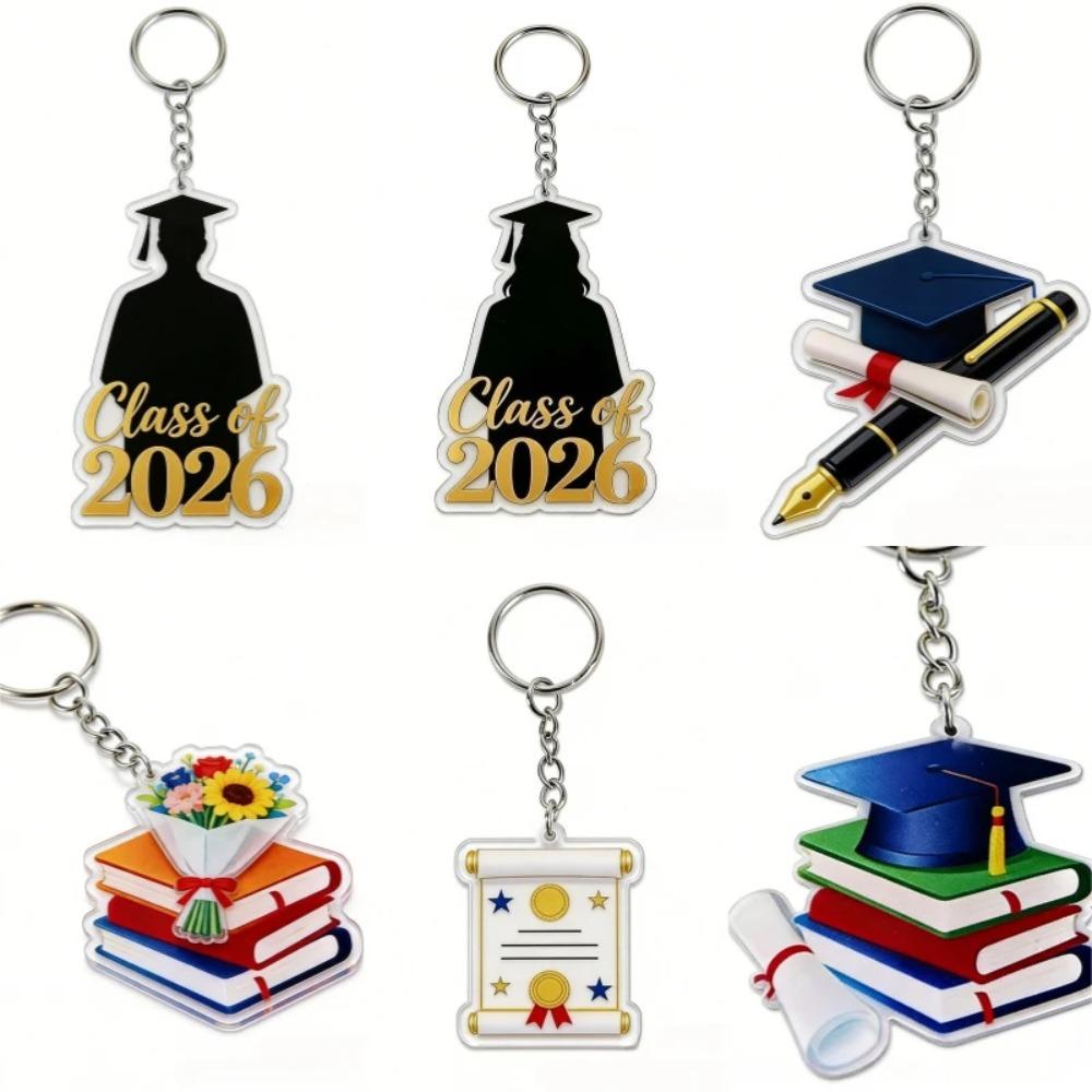 2026 Graduation Ceremony Doctoral Hat Bag Keychain Graduation Lovely Enamel Graduation Cap Keychain Commemorative Souvenir Gift
