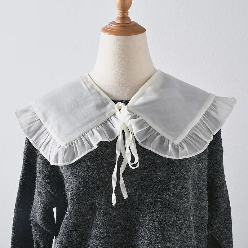 Women Lace Detachable Collar Shawl Bowknots Neckwear Fake Collar Shoulder Wraps Female False Collars Small Cape