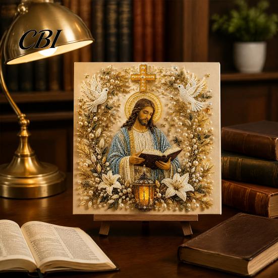 Einzigartige Schreibtisch-Dekorationen DIY Jesus Perlenkunst-Set, Diamantmalerei für Erwachsene, Christliches Mosaik Kreative Schlafzimmer-Accessoires Bastel Christ