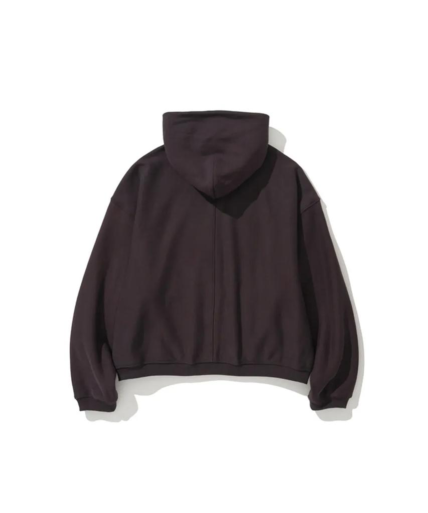 Erer Men Oversized Sweat Hoodie Zip-Up Brown
