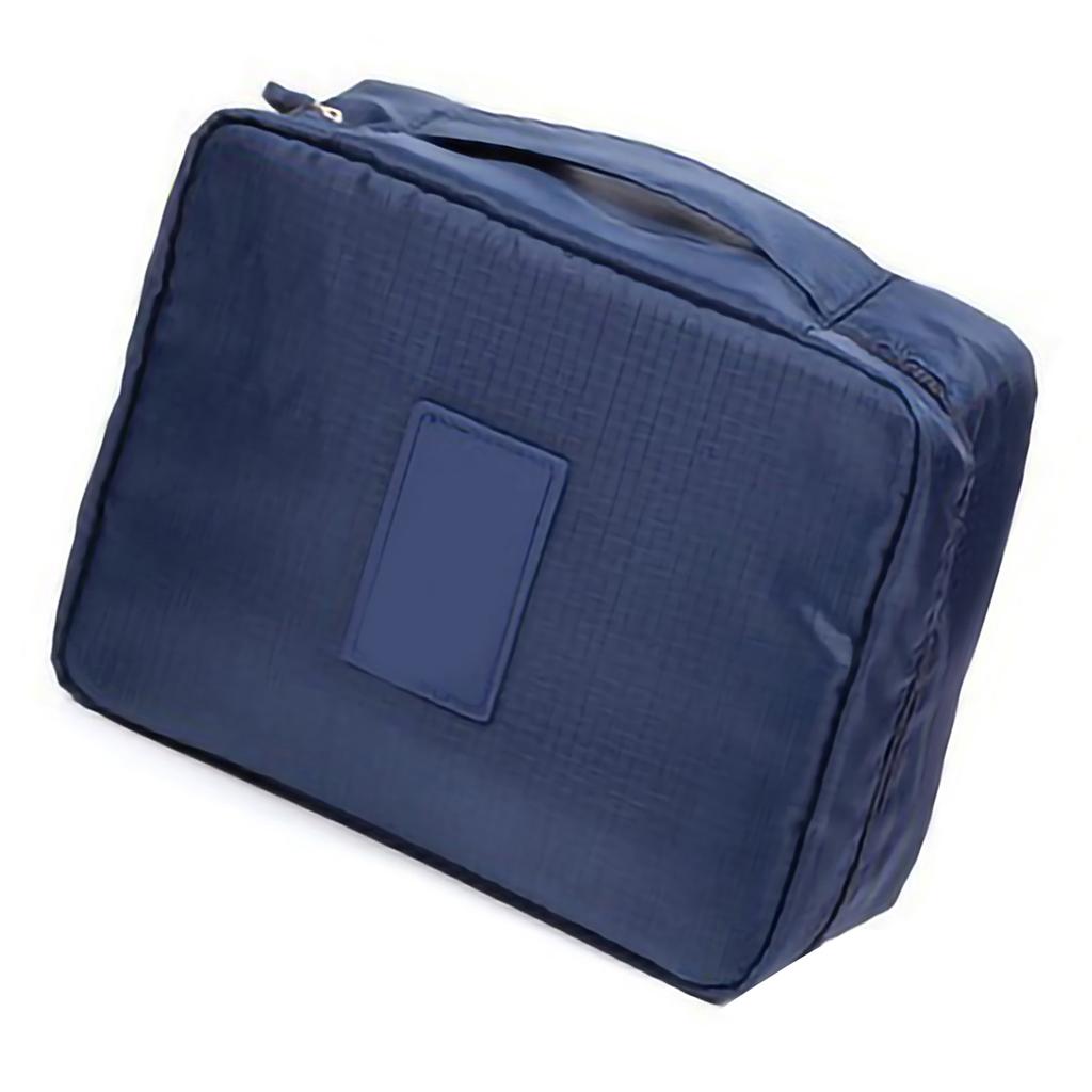 Torba do przechowywania kosmetyków do makijażu Tkanina Oxford Uchwyt Zamknięcie na zamek Błyskawiczny Kosmetyczka Podróżna Ciemnoniebieska