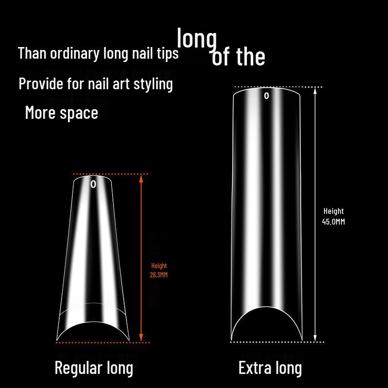 120 Extra Long Trapezoid French Nail Tips - Seamless Full/Half Cover, Wearable False Nails