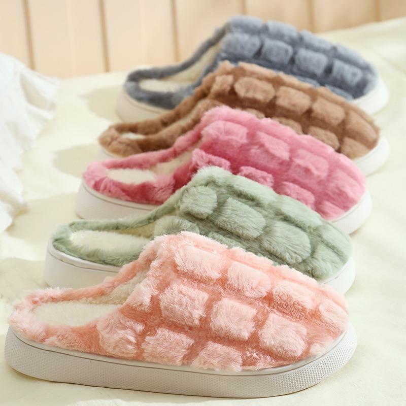 Winter turtle shell cotton slippers women's new indoor home home home non-slip warm plush slippers men's
