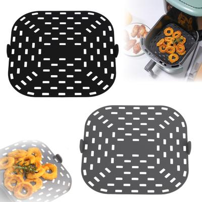 Air Fryer Liner Silicone Baking Pad Square Heat Resistant Air Fryer Accessories Replacement Crisper Plate Non-Stick Air Fryer Grill Pan
