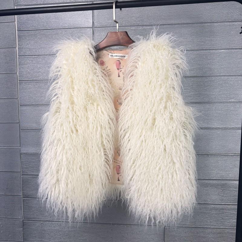2026 Womens Faux Fur Vest Warm Sleeveless Jacket Street Style Winter Coat