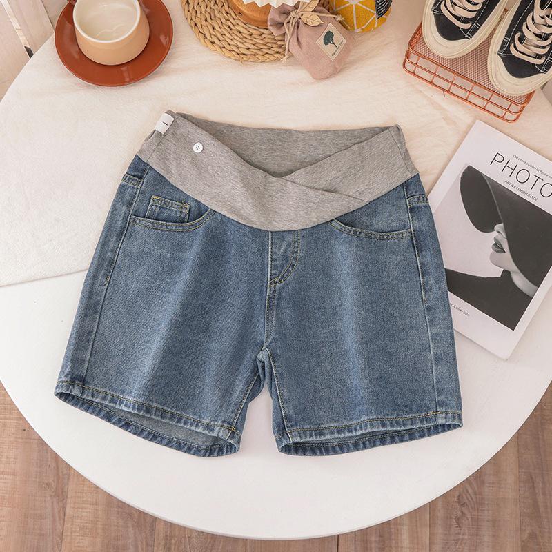 Maternity Summer Denim Wide-Leg Shorts - Thin, Loose, Mid-Length, Petite Fit 2XL