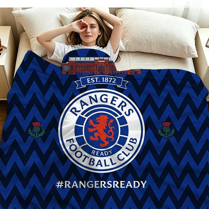 Rangers FC Print Flannel Blanket High Quality Warm Comfortable Cover for All Seasons Perfect for Gifts Home Decor