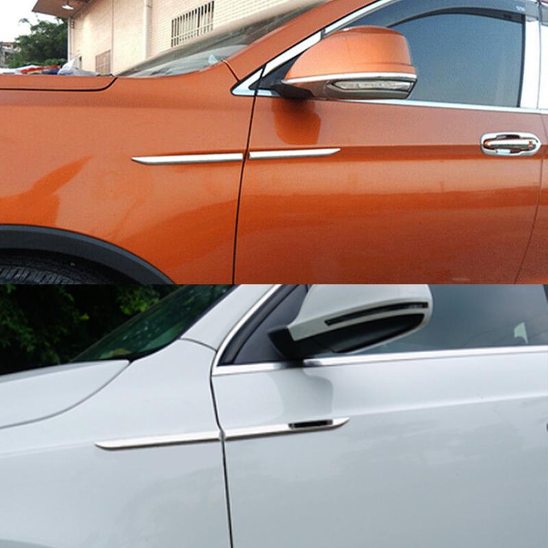 4 Stück Universell Edelstahl Chrom Auto Vordertür Seitenkotflügel Zierleiste Abdeckung Emblem Aufkleber Dekorativ Neu