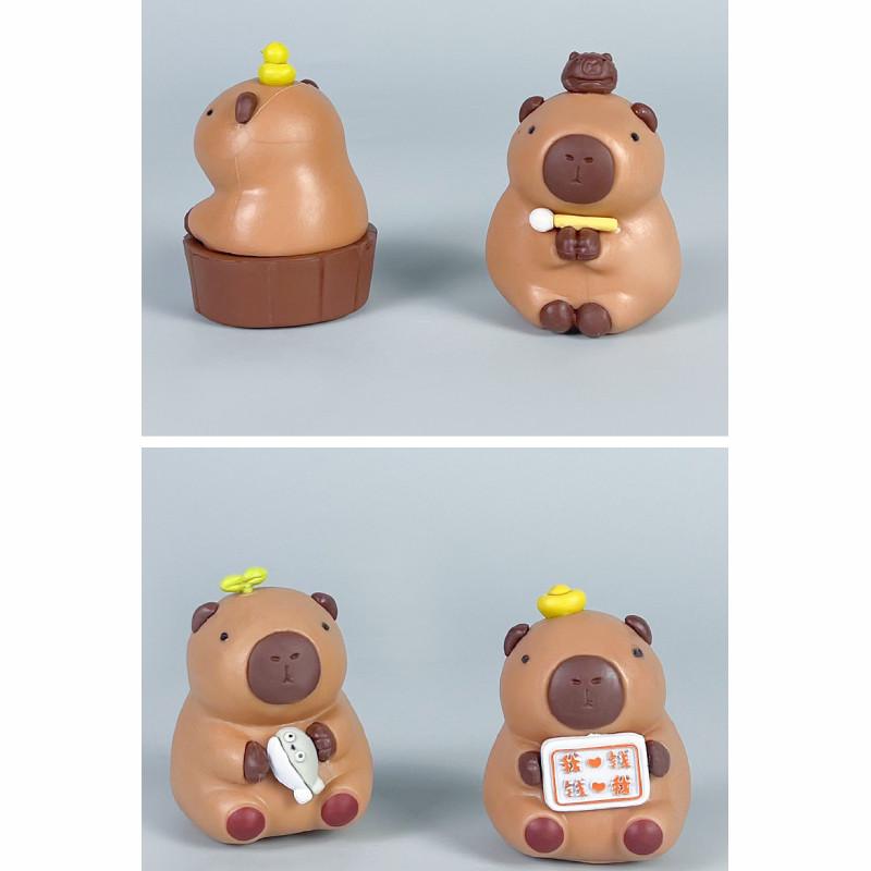 Cartoon Bath Cute Capybara Mini Model Ornament Set For Decoration Desktop