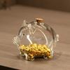 Cute Cartoon Piggy Money Bank Transparent Durable Coins Saving Box Visible Golden Beans Container Home Storage