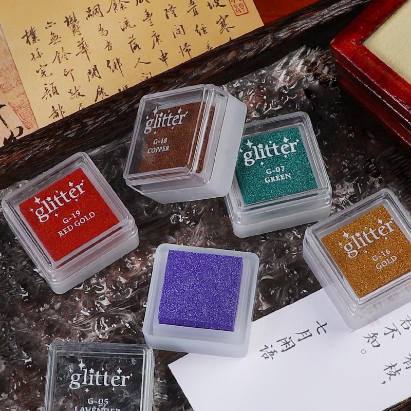 High-Grade Pearlescent Colorful Ink Pad Set: Learning, Large, Small, and Mini Sizes