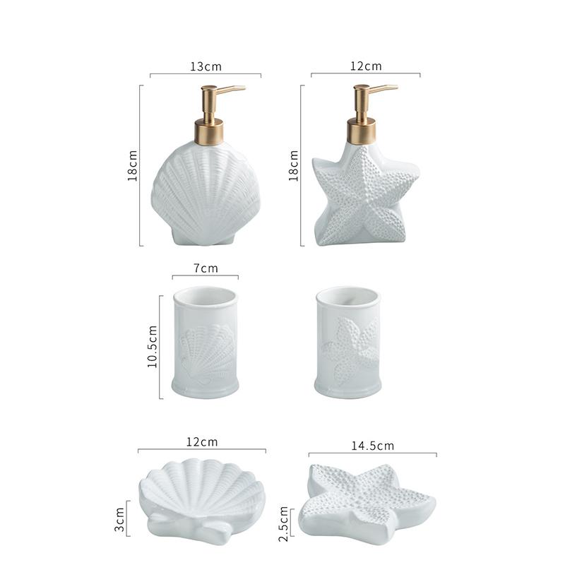 Étoile de mer européenne Accessoires de salle de bain Étoile de mer ménagère Céramique Gobelet de lavage Distributeur de savon Porte-savon Organisateur de salle de bain Nouveau