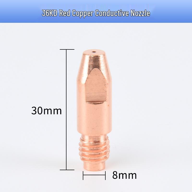 Binzel Style 36KD Argon Arc Welding Gun: All-Copper Bent Nozzle, Contact Tip, Protective Rod, Splitter.