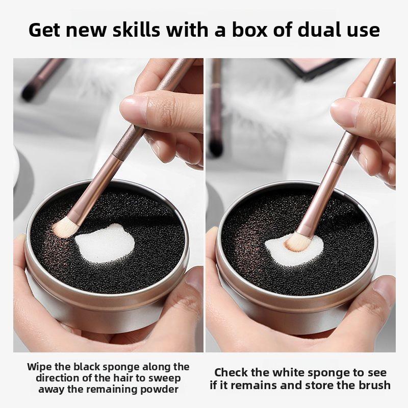 Portable Makeup Brush Cleaning Box Dry Cleaning Sponge Brush Box Blush Brush Free Cleaning Tool