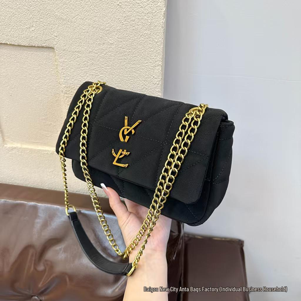 2025 Autumn/Winter Women's Colorblock Chain Bag - Versatile & Stylish Shoulder/Crossbody Handbag