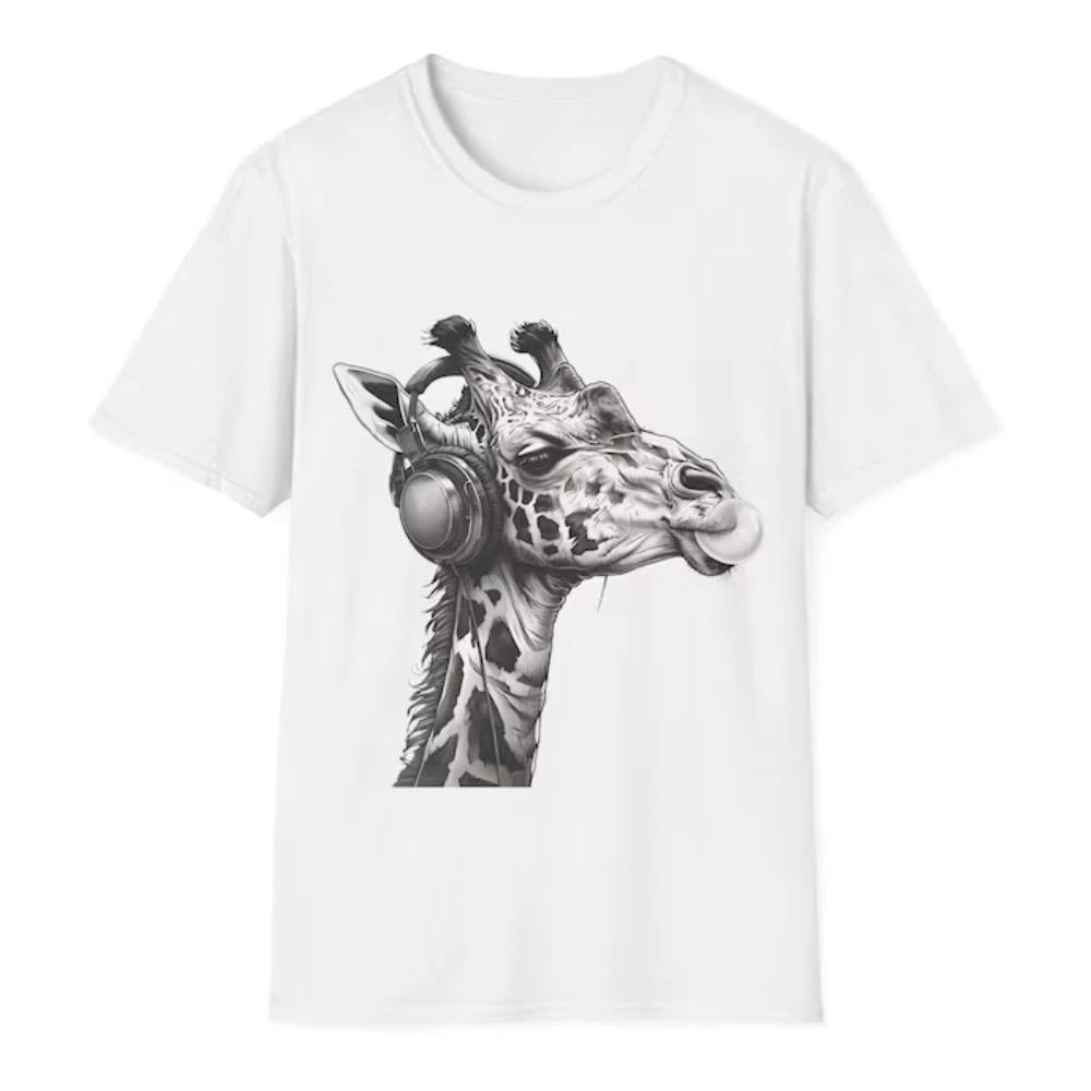 100% cotton TOPS UNISEX TEES MENS WOMENS Gum Chewing Giraffe, Mens Graphic Tee, Giraffe T shirt, Gift for Him
