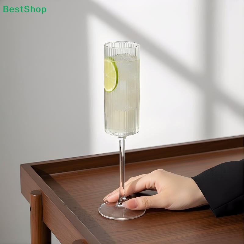 Vertical Striped Tall Wine Glasses,Ribbed Fluted Champagne Flutes for Cocktail & Party Use