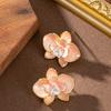 French Gentle Sweet Delicate Oil Drip Diamond White Petal Stud Earrings Women's Versatile Premium Earrings