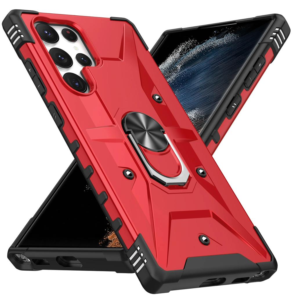 For Samsung Galaxy S22 S23 S24 S25 Ultra Plus A14 A34 A54 A15 5G Shockproof Heavy Duty Armor Phone Case Cover Ring Kickstand