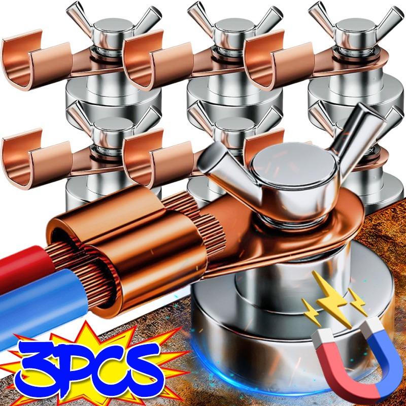 3/1PCS Powerful Magnetism Welding Ground Magnet Copper Electrode Welding Fixing Clamps Single Head Welding Support Accessories
