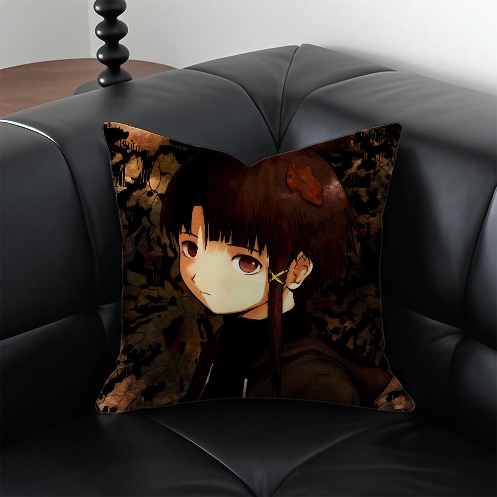 anime cyberpunk SSerial EExperiments LLain Cushion Cover Pillow Case Antidustmite Invisible zipper silky plush cushion
