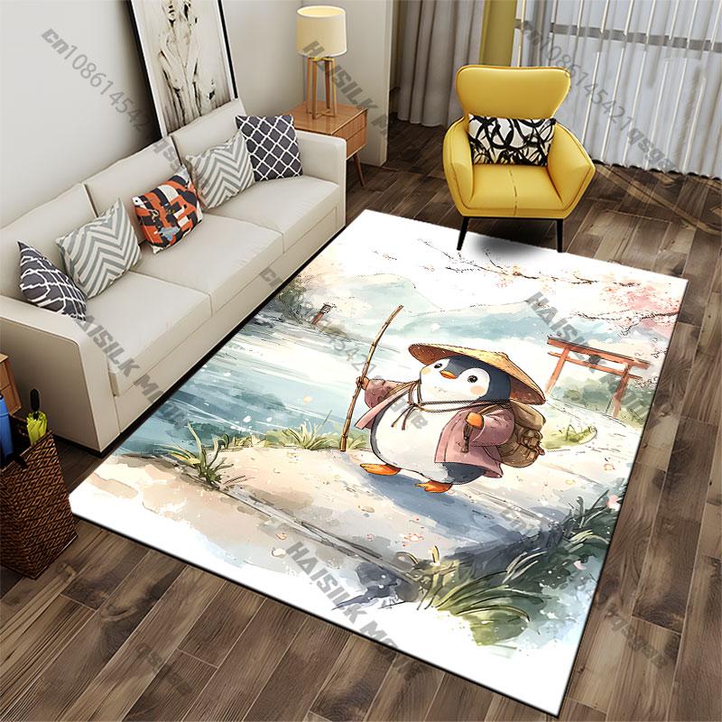 Pinguin Reisender friedliche Naturreise Teppich Yoga Wohnzimmer Raumdekoration Kinder Krabbeldecke Fußmatte Bereichsteppich